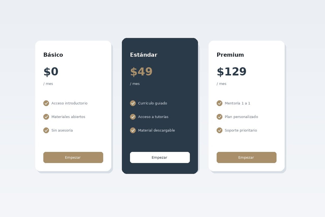 Comparativa de planes de educación financiera con precios transparentes